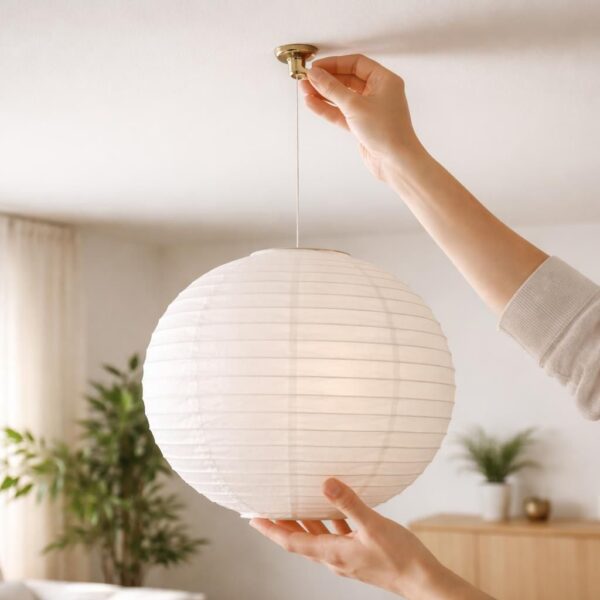 Comment installer une boule japonaise au plafond de façon esthétique