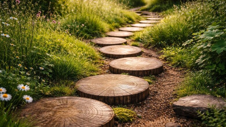 Pas japonais en rondins de bois : comment tracer un chemin naturel au jardin
