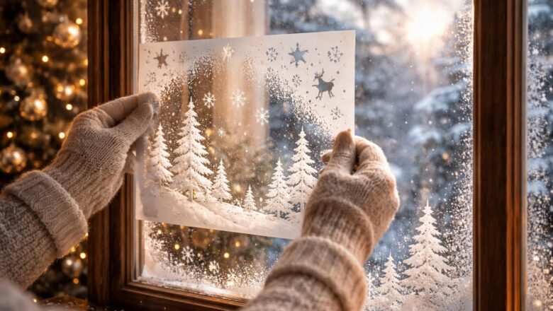 Réussir ses pochoirs de Noël sur les fenêtres pour une décoration féerique