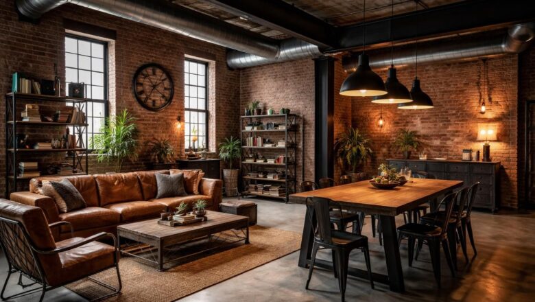 Salon et salle à manger style industriel : nos secrets pour un look loft