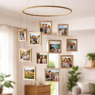 Suspension photo au plafond : une idée originale pour exposer vos souvenirs