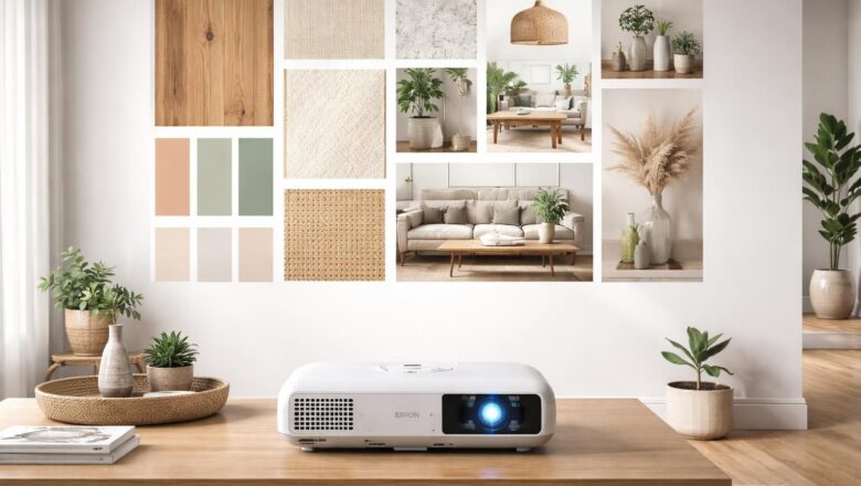 Vidéoprojecteur Epson : projeter un moodboard déco au mur, taille réelle