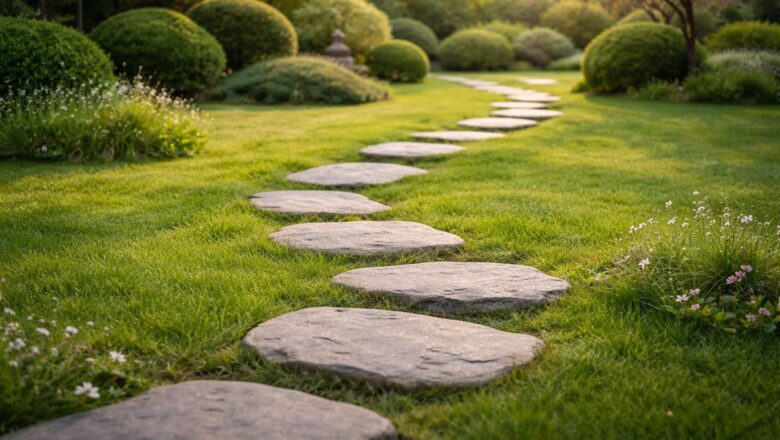 Pose de pas japonais sur pelouse : créez un chemin de jardin esthétique