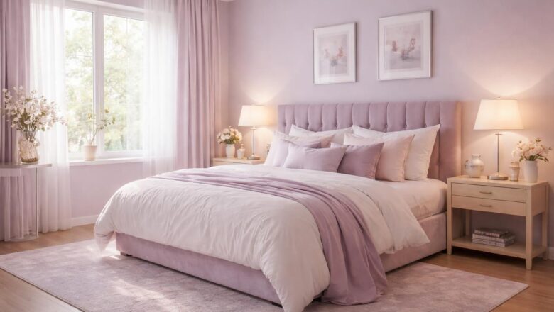 Tendance pastel : le violet pastel pour une chambre d’adulte romantique