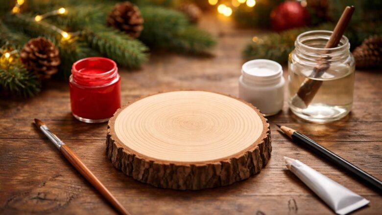 5 accessoires indispensables pour la peinture sur rondin de bois pour Noël