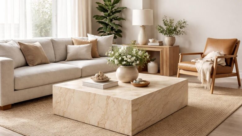 Aménagez votre salon avec une table d’appoint en travertin chic